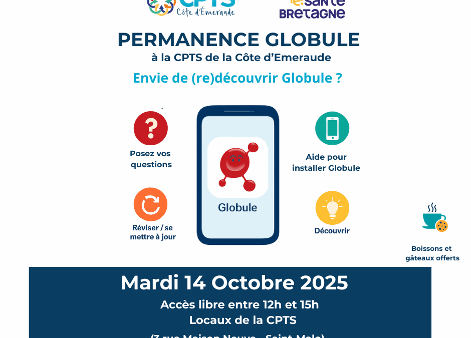 Envie de (re)découvrir Globule ? Une permanence le Mardi 14 Octobre à la CPTS